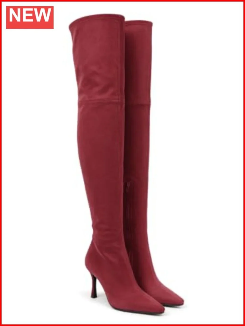 Faux Suede Thigh High Boots Pointed Toe Stiletto Heel Dress Boots